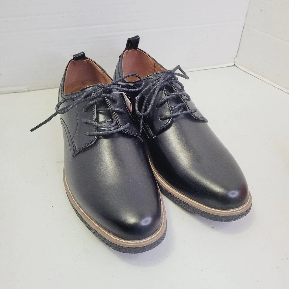 Deer Stags Boys Zander Dress Shoes 5.5Y Black Lace Up Memory Foam Oxford